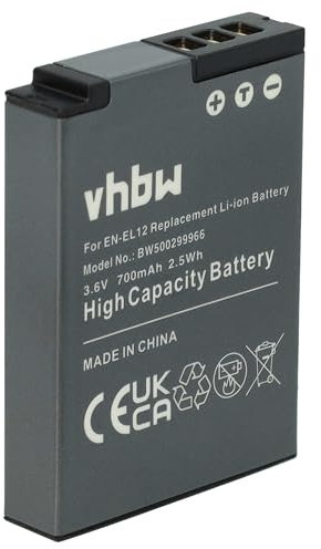 vhbw 1x Akku kompatibel mit Nikon Coolpix AW100s, AW100, B600, AW120s, AW110, AW120, AW130, A1000, A900 Kamera (700 mAh, 3,6 V, Li-Ion)