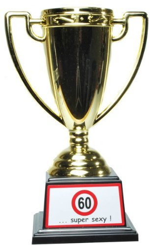 1 Pokal 60. Geburtstag Gold-rot-Weiss 6x6x17,5cm