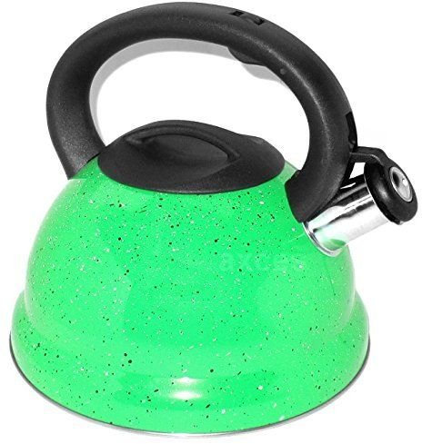 Kinghoff KH-3787 Edelstahl Wasserkessel ca. 3,0 L Induktion Pfeifkessel Flötenkessel (Grun)