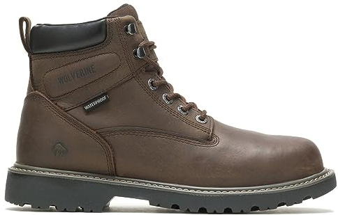 WOLVERINE Men's Floorhand Waterproof Steeltoe 6 Work Boot, Dark Brown, 12M