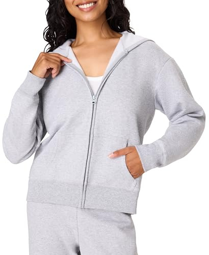 Hanes Women's EcoSmart Full-Zip Hoodie Sweatshirt, Light Steel, Large