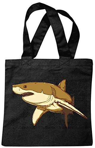 Reifen-Markt Tasche Umhängetasche WEIßER HAI HAIFISCH SHARK HAI HAIFISCH SHARK ATTACK WEIßER HAI KATZENHAI SANDHAI TIGERHAI Einkaufstasche Schulbeutel Turnbeutel in Schwarz