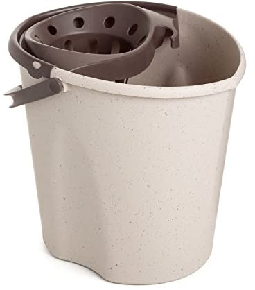 TATAY Cubo de Fregona Oval ECOHOME, de Polipropileno, Libre de BPA, Escurridor por Presión, con Asas, Fabricado en España, materiales 100% reciclados, Color Beige