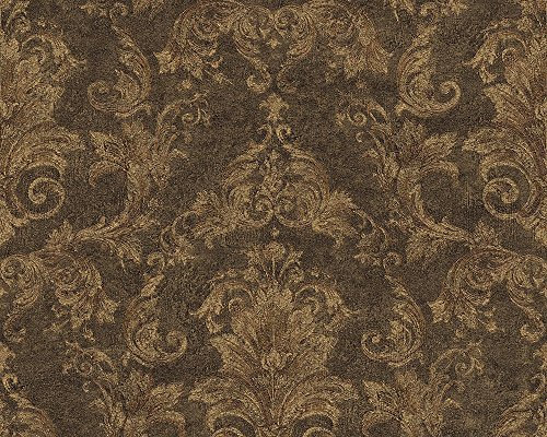 Versace wallpaper Vliestapete Pompei Luxustapete mit Ornamenten barock 10,05 m x 0,70 m braun metallic schwarz Made in Germany 962151 96215-1