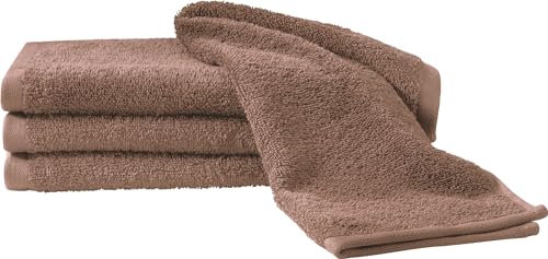 Erwin Müller Gästetuch-Set 4er-Pack braun Größe 30x50 cm - Ludwigsburg - 100% Baumwolle - kuschelweich, saugstark, voluminös - praktisch durch beidseitige Schlaufen (weitere Farben)