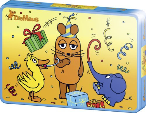 Schmidt Spiele 55887 - Die Maus , Happy Birthday 40 Teile, in Metalldose