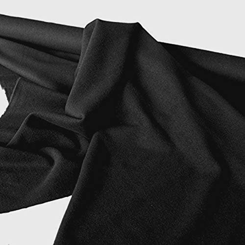 TOLKO 50cm Kaschmir Winter Wollstoff Mantelstoff | Flauschig weich warm 1,5mm dick | Schweres Wolltuch für Mantel Jacke Sakko | Stoffe zum Nähen Meterware Dekorieren 150cm breit (Schwarz)