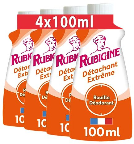 IDEAL - Rubigine, Détachant anti-rouille, 100 ml - lot de 4 - Détachant Extrême, Efficace sur Tous les Textiles Lavables, Préserve la Fibre des Textiles - Fabrication Française
