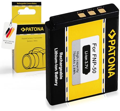 PATONA NP-50 Batterie 750mAh Compatible avec Fuji Fujifilm FinePix F50fd F60fd F100fd J50 S100fd V1273 F70EXR F80EXR F200EXR XP100 X10 X20 XF1 XP150 Casio Exilim EX-G1 G1BK G1RD H5 NP50 NP 50