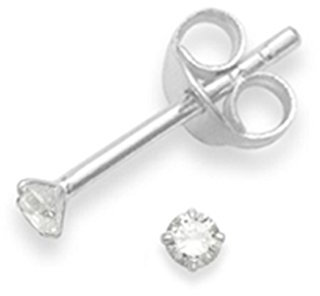 Heather Needham Silver Boucles d'oreilles en argent sterling avec oxyde de zirconium - TAILLE : TINY 2mm - Très petites et discrètes. Coffret cadeau B41/5549CLEAR
