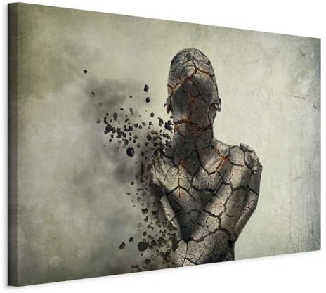 B&D XXL Cuadros Leinwandbild Explosion des Menschen, 90x60 cm, 1-teilig | Hochwertige Leinwand, sofort aufhängbar, ideal fürs Wohn- oder Schlafzimmer, wasserfest und lichtecht, langlebig, stilvoll