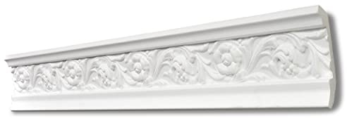 Decosa Stuckleiste G3 Gracia - Deckenleiste in Weiß - 5 Leisten à 2 m Länge = 10 m - Zierleiste aus Styropor 50 x 80 mm - Für Decke oder Wand