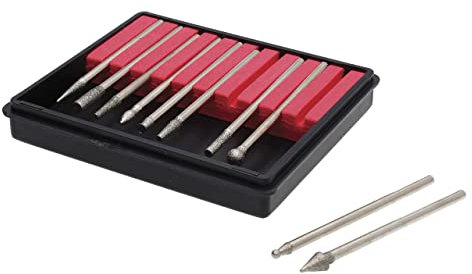 The Beadsmith Lot de 10 fraises diamantées - Grain 150 avec tige de 2,35 mm ou 3,17 mm - Utilisation sur métal, verre, bois ou céramique - Parfait pour les micro-graveurs et outils rotatifs