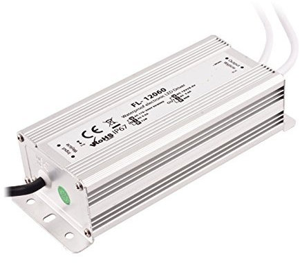 LED-Treiber mit Trafo, 60 W / 5 A stabilisiert, 220 V, 12 V DC, wasserdicht, Schutzart IP67, LED - Streifen