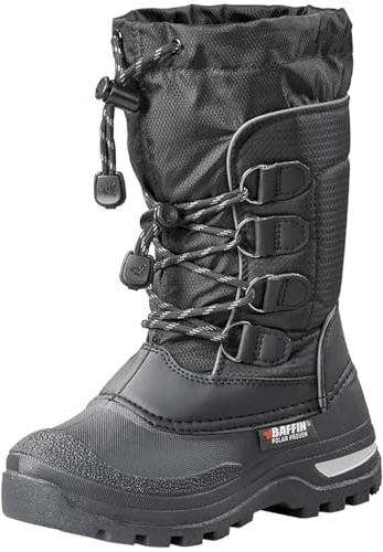 Baffin Unisex Kids' PINETREE Waterproof Insulated Mid-Calf Winter Boots w/Comfort-Fit Inner Boot System & Arctic Rubber Base, Black, 4