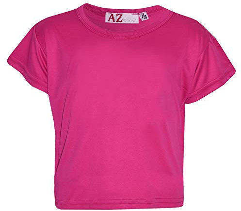 A2Z 4 Kids Girls Crop Top Plain T Shirt Soft Feel - New Crop Top Plain Pink 11-12