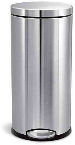 simplehuman CW1810 30 Liter, runder Treteimer, Mülleimer Küche, gebürsteter Stahl, 10 Jahre Garantie