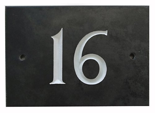 The House Nameplate Company Slate House Number, Charcoal Grey,Number 16