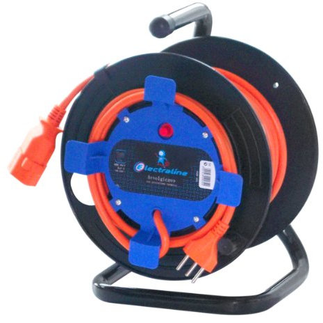 Electraline 849234 Avvolgicavo Giardino con Cavo, 25 mt, 3 x 1, Presa/Spina 10 A Svizzera, Arancione