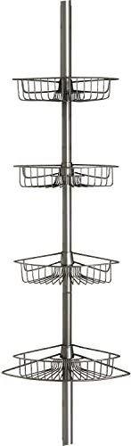 Bath Bliss, Verstellbar, einfach zu montieren, kein Werkzeug erforderlich, Aufbewahrung, grau, erweiterbar, 4 Etagen, für Badezimmer-Organisation, selbstentwässernd, hält Shampoo und Seife, in Grau