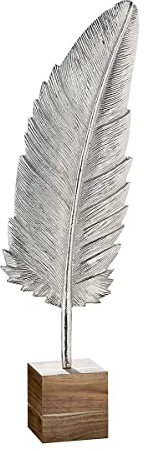 GILDE Alu Feder auf Base - Aluminium auf Holz H 53 cm B 14 cm T 7,5 cm