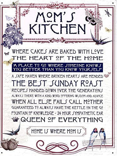 Red Hot Lemon Mom's Kitchen - Placa metálica para pared, color crema