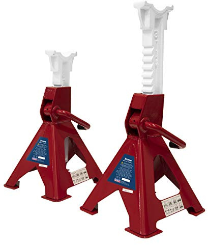 Sealey Axle Stands (Pair) 3 Tonne Capacity Ratchet Type Steel Base Cast Head ** Sealey_VS2003 **