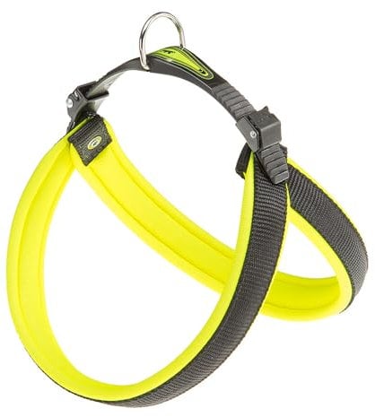 Ferplast Ergonomisches Hundegeschirr AGILA Fluo 5, ausgezeichnete Passform, doppelter Mikroregulations-Verschluss, weiche Polsterung, A = B 50 ÷ 58 cm 20 mm Neongrün