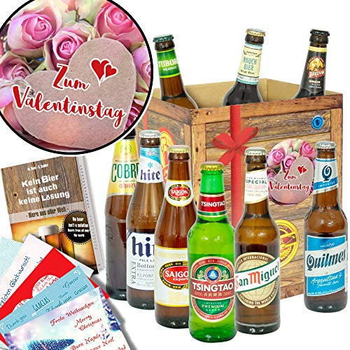 Biergeschenk - Zum Valentinstag für Männer + 9x Liebesbiere der Welt + Liebesgeschenke für Männer