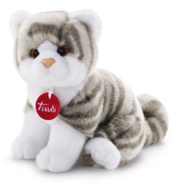 Trudi Gattino Brad tigrato grigio Gatto peluche gioco, regalo di Natale e compleanno, riproduzione realistica | 14x18x20cm taglia S | Classici gatti peluche | modello 20851