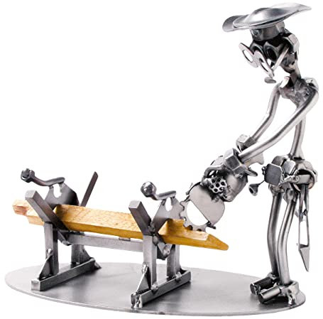 STEEMO Schraubenmännchen Zimmermann Handwerker Geschenk Metall-Deko 19x10x17 cm