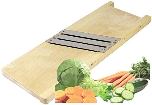 Wamat Krauthobel Sauerkrauthobel Gemüsehobel Holz 3 rostfreien scharfen Messern 44 cm