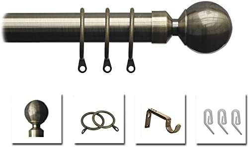 Speedy 25-28 mm x 120-210 cm Pristine Ball Pole Set, Antique Brass