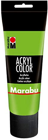 Marabu 12010025282 - Acryl Color blattgrün 225 ml, cremige Acrylfarbe auf Wasserbasis, schnell trocknend, lichtecht, wasserfest, zum Auftragen mit Pinsel und Schwamm auf Leinwand, Papier und Holz