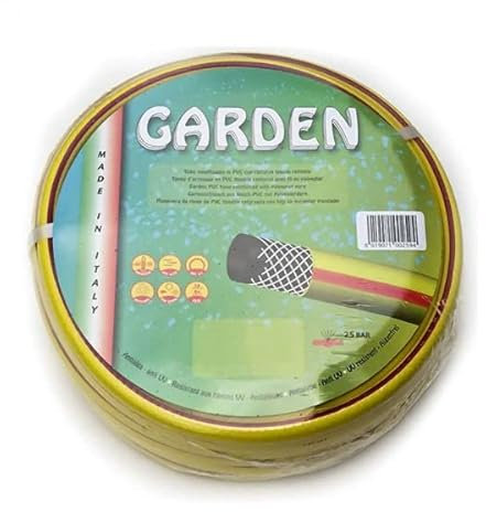 Tubo gomma giardino canna acqua 1/2 x 25 mt MADE IN ITALY rinforzato irrigazione casa orto cantiere.
