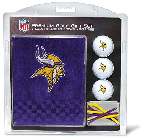 Team Golf NFL Minnesota Vikings Geschenkset: Besticktes Golf-Handtuch, 3 Golfbälle und 14 Golf-Tees, 7,5 cm Regulation, dreifach gefaltetes Handtuch 40,6 x 55,9 cm, 100% Baumwolle