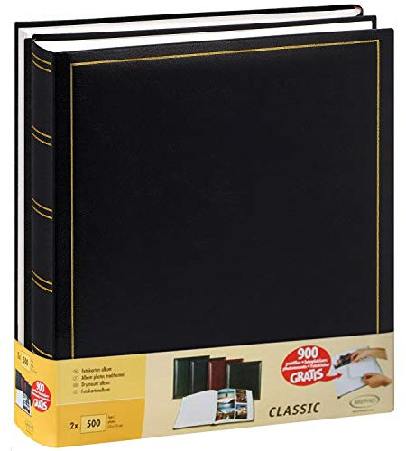 Brepols 2 Stück Foto-Alben, traditionell, Jumbo 100 Seiten für 500 Fotos 10 x 15 – Schwarz