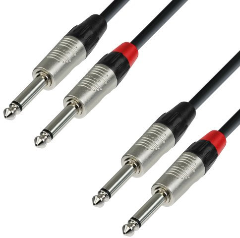 Adam Hall Cables 4 STAR TPP 0150 - Cable de Audio REAN de 2 Jacks 6,3 mm mono a 2 Jacks 6,3 mm mono 1,5 m