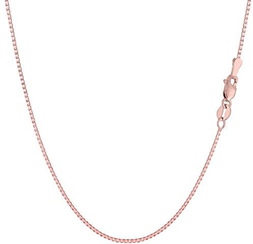 Jewelry Affairs Rose Solid Gold Mirror Box Chain Necklace, 0.6mm, 20