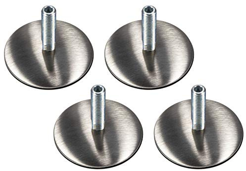 Gedotec Verstellschraube M10 Regulierschrauben Möbel-Schrauben Verstellfüße rund für Tischbeine & Möbelfüße | Fuß-Teller Ø 60 mm | Stellfuß Gewinde 37 mm | 4 Stück - Maschinenfuß Edelstahl Gewinde