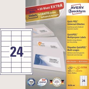 AVERY Zweckform Universal-Etiketten 64,6x33,8 mm VE=5280 Stück weiß