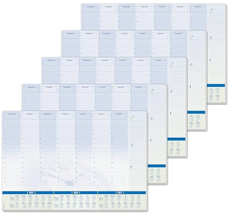 SIGEL HO350/5 Papier-Schreibtischunterlage, ca. DIN A2 - extra groß, mit 3-Jahres-Kalender, Tages- und Wochenplan, 30 Blatt, 5 Stück, aus nachhaltigem Papier