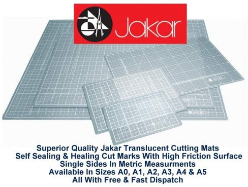 Jakar A3 Translucent Self Healing Sealing Cutting Mat Single Sided Metric cm mm Non Slip Printed Square Grid Line Professional Quality (450 X 300 X 3mm)