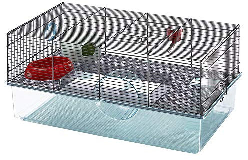 Ferplast Favola Hamsterkäfig inklusive kostenloser Wasserflasche, Laufrad, Futterschale und Hamsterversteck, großer Hamsterkäfig, Maße (L x B x H): 60 x 37 x 30 cm