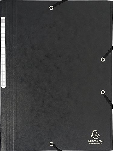Exacompta 17116H 1 Mappe mit Gummizug Maxi capacity 3 Klappen aus Glanzkarton Maße 24 x 32 cm für Dokumente im Format A4 Farbe Schwarz
