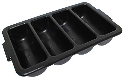 Thunder Group PLFCCB001B 4-Compartment Cutlery Box, Black