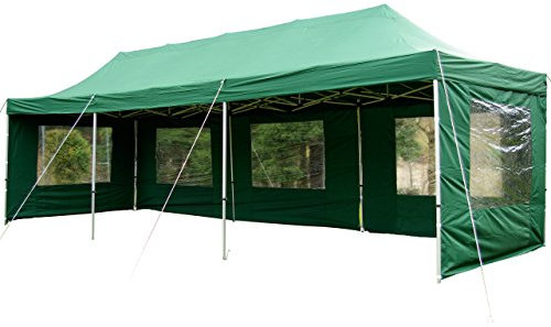 Profi Falt Pavillon 3x6 3x3 3x9 m Party-Zelt Fest-Zelt Markt-Zelt Garten-Zelt Event-Zelt (3 x 9 m, Grün)