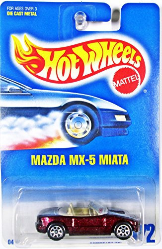 Mattel Hot Wheels 1991 1:64 Scale Maroon Mazda MX-5 Miata Die Cast Car Collector #172