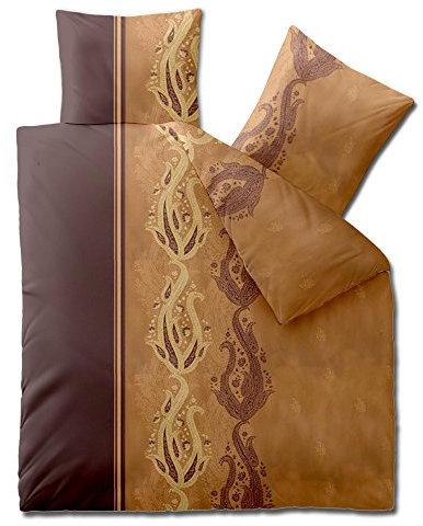 aqua-textil Concept Bettwäsche 200 x 200 cm 3teilig Mikrofaser Bettbezug Chiara Ornamente Braun Beige