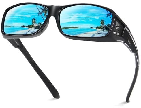 Duco Herren und Damen Sonnenbrillen Polarisiert Unisex Brille Überbrille für Brillenträger Fit-over Polbrille 8954 L-Schwarz, Revo Blau